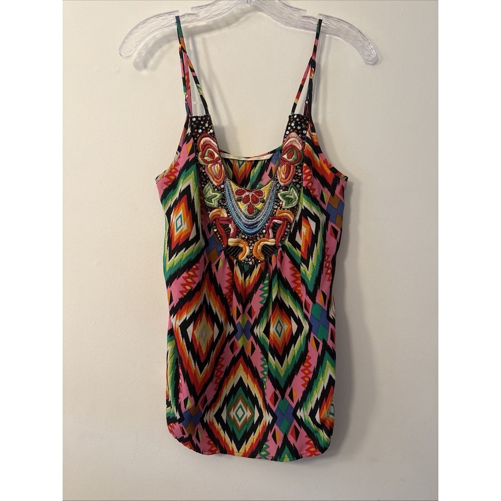 Anthro Twelfth Street by Cynthia Vincent Womens M 100% Silk Top Artsy Bling
